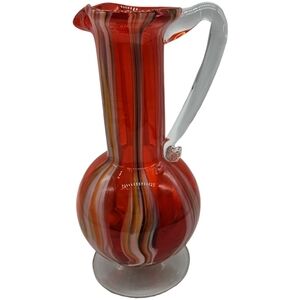 💚 Vintage Handblown Glass Pitcher Ewer
